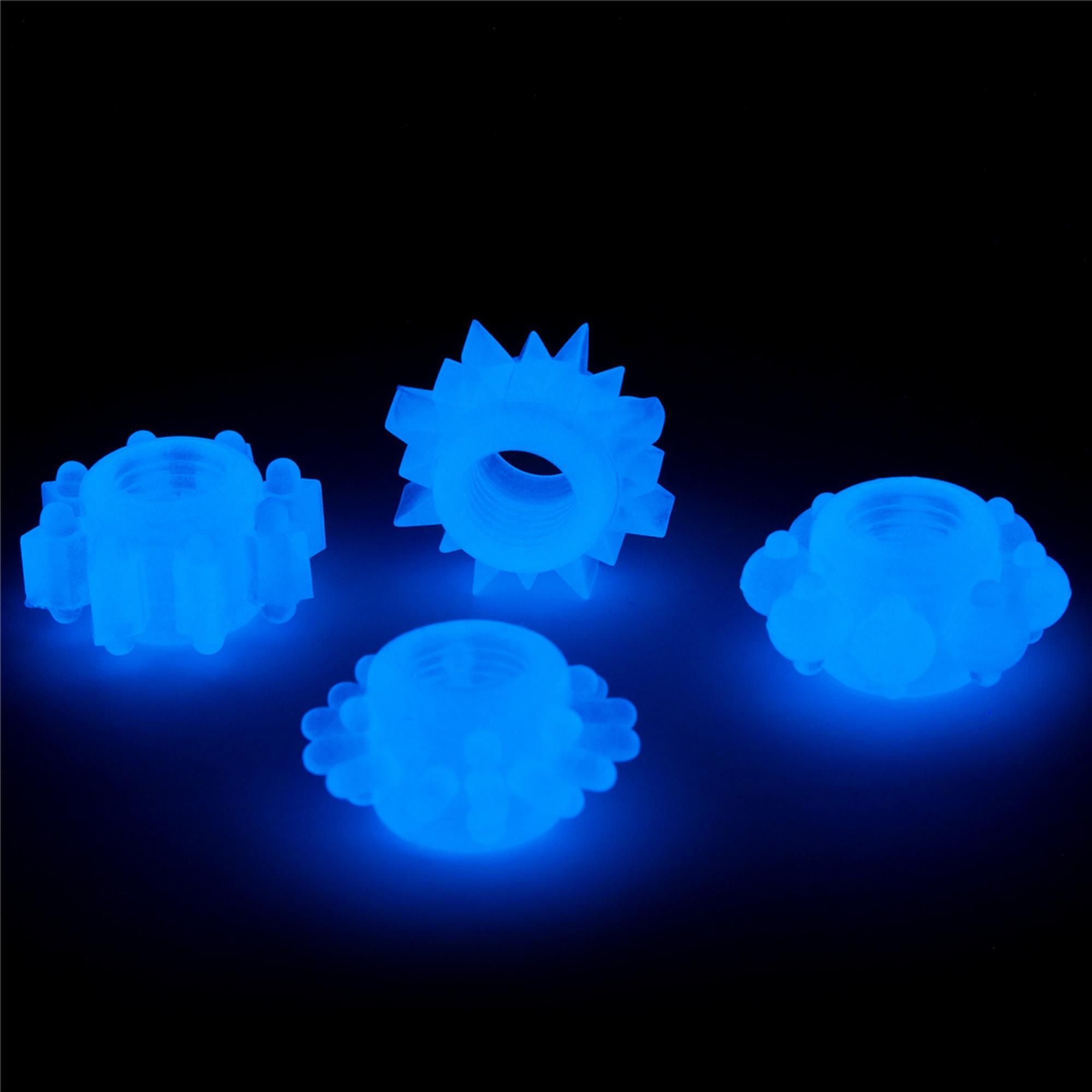 Набор эрекционных колец Lumino Play Penis Ring, 4 шт (голубой)