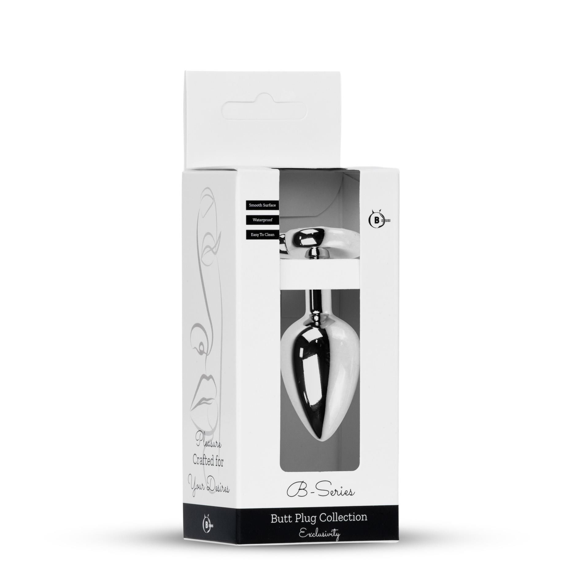 Korek analny B - Series HeavyFun Jewellery Silver Heart, 7 cm (czerwony)
