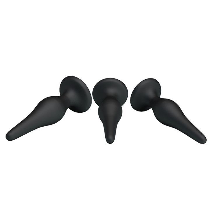 Набір анальних пробок Begginer's Mini Anal Kit, 3 шт (чорний)