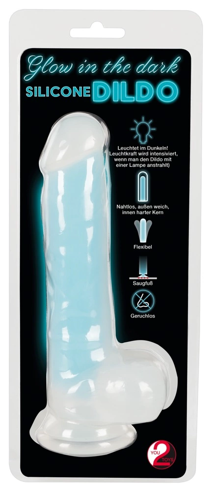 Фаллоимитатор Glow in the Dark Silicone Dildo, 20.5 см (голубой)