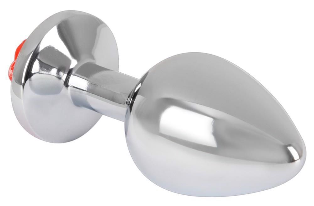 Korek analny Rose Butt Plug, 9 cm (srebro)