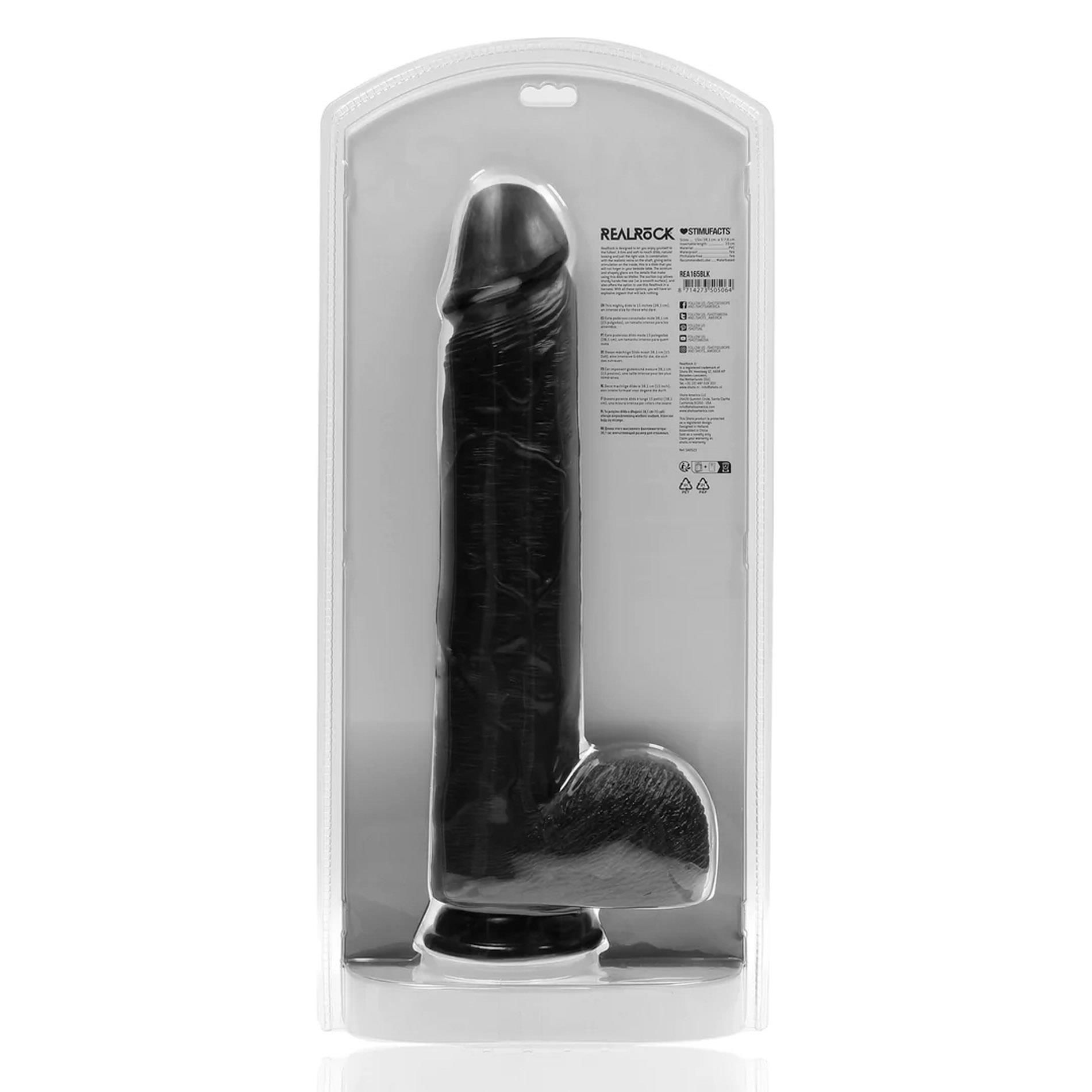 Фаллоимитатор RealRock Extra Large, 38 см (черный)