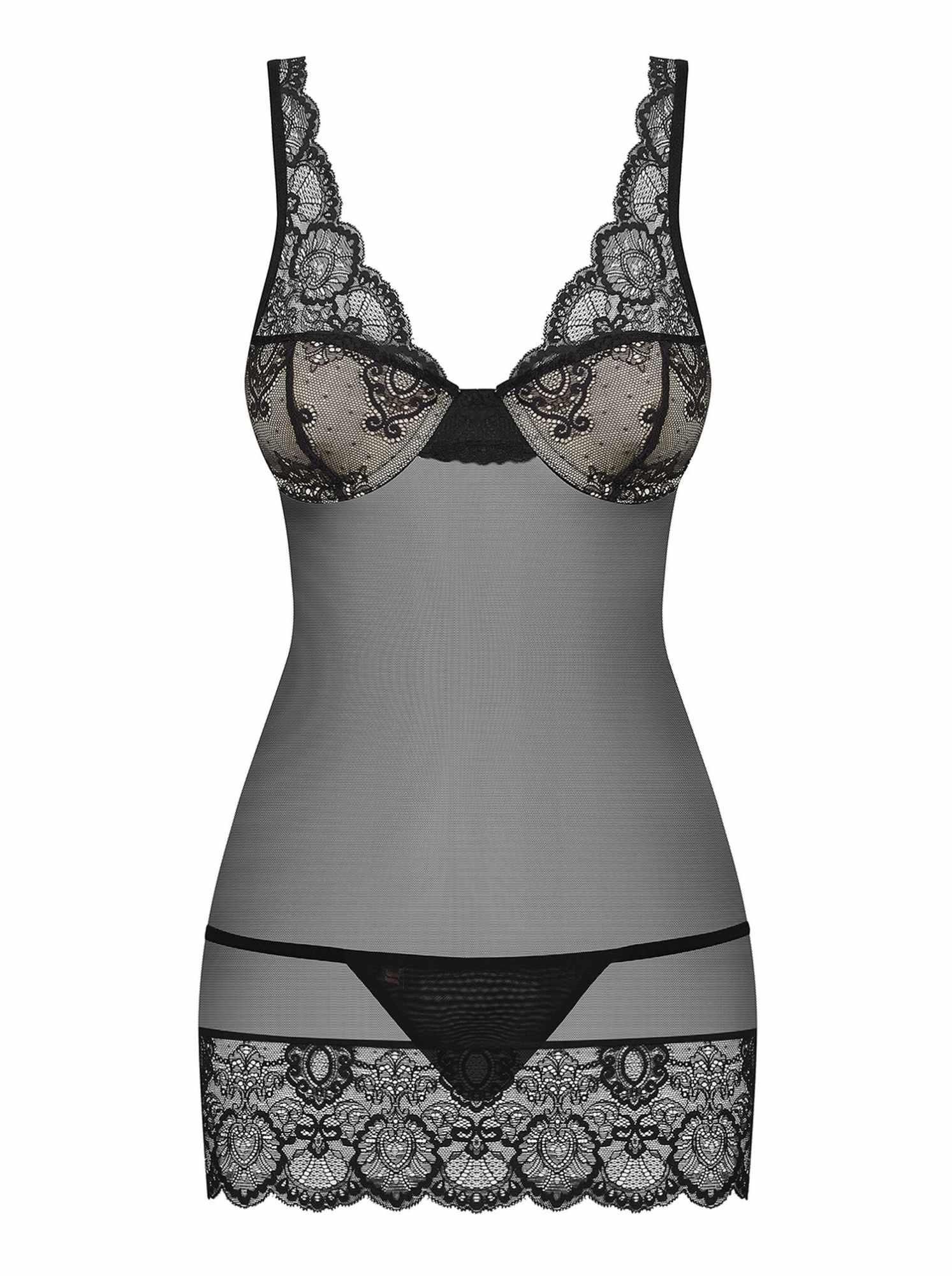 Комплект белья Obsessive 853-CHE-1, S/M (черный)