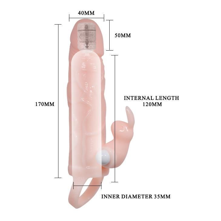 Насадка на пеніс Brave Men Vibro Penis Sleeve, 17 см (тілесний)