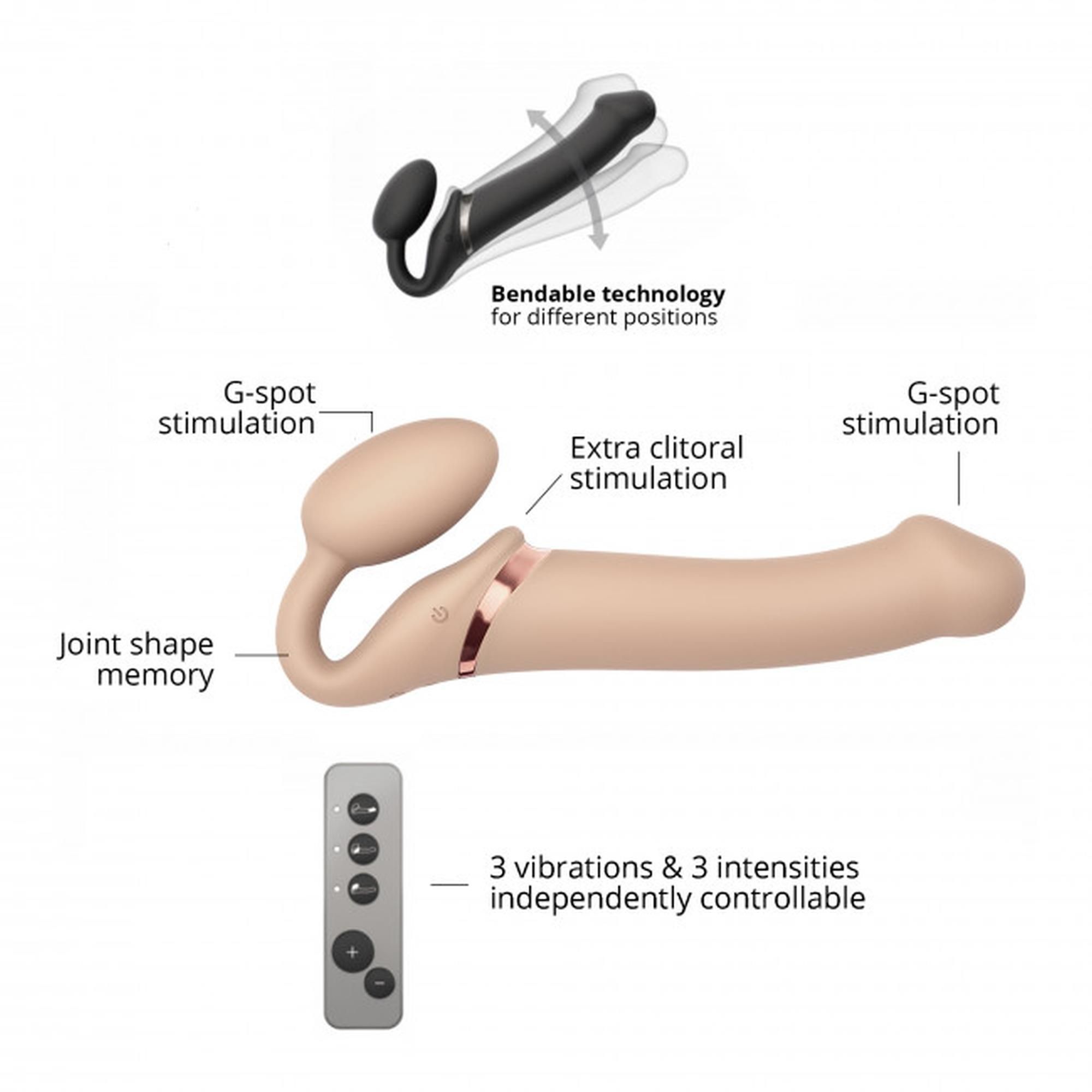 Страпон с вибрацией Strap-On-Me Vibrating Flesh L, 19 см (телесный)