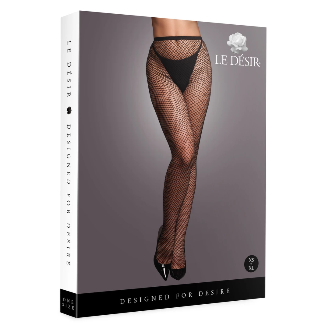 Rajstopy Le Désir with small fishnet structure, XS–XL (czarny)