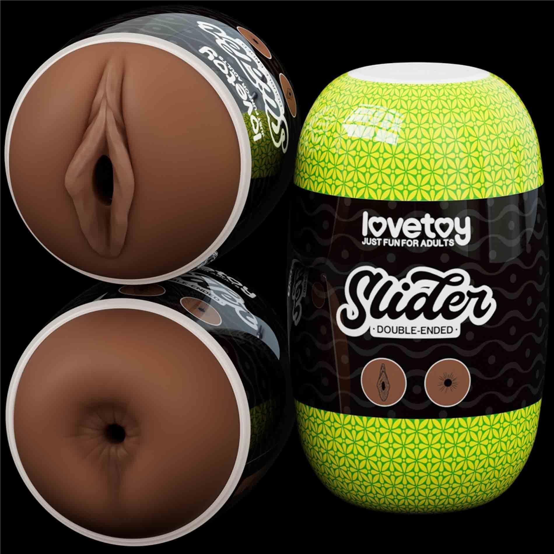 Masturbator podwójny Lovetoy Slider Double-Ended Vagina and Anus (brązowy)