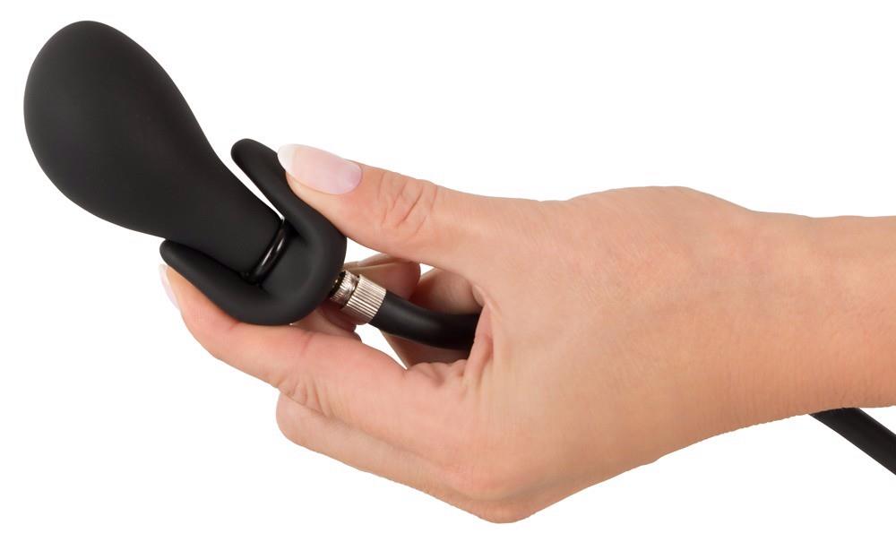 Korek analny Inflatable Plug, 8 cm (czarny