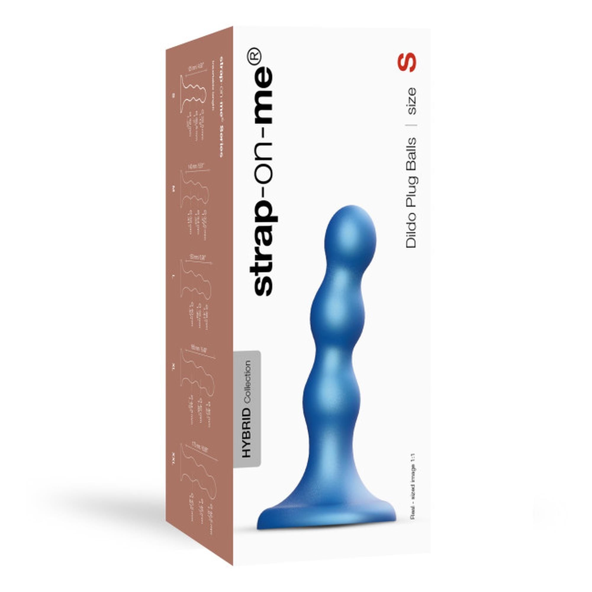 Фалоімітатор Strap-On-Me Dildo Plug Balls S, 14 см (блакитний)