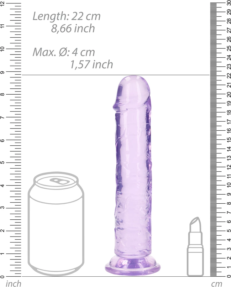 Фаллоимитатор RealRock Crystal Clear 8'', 22 см (фиолетовый)