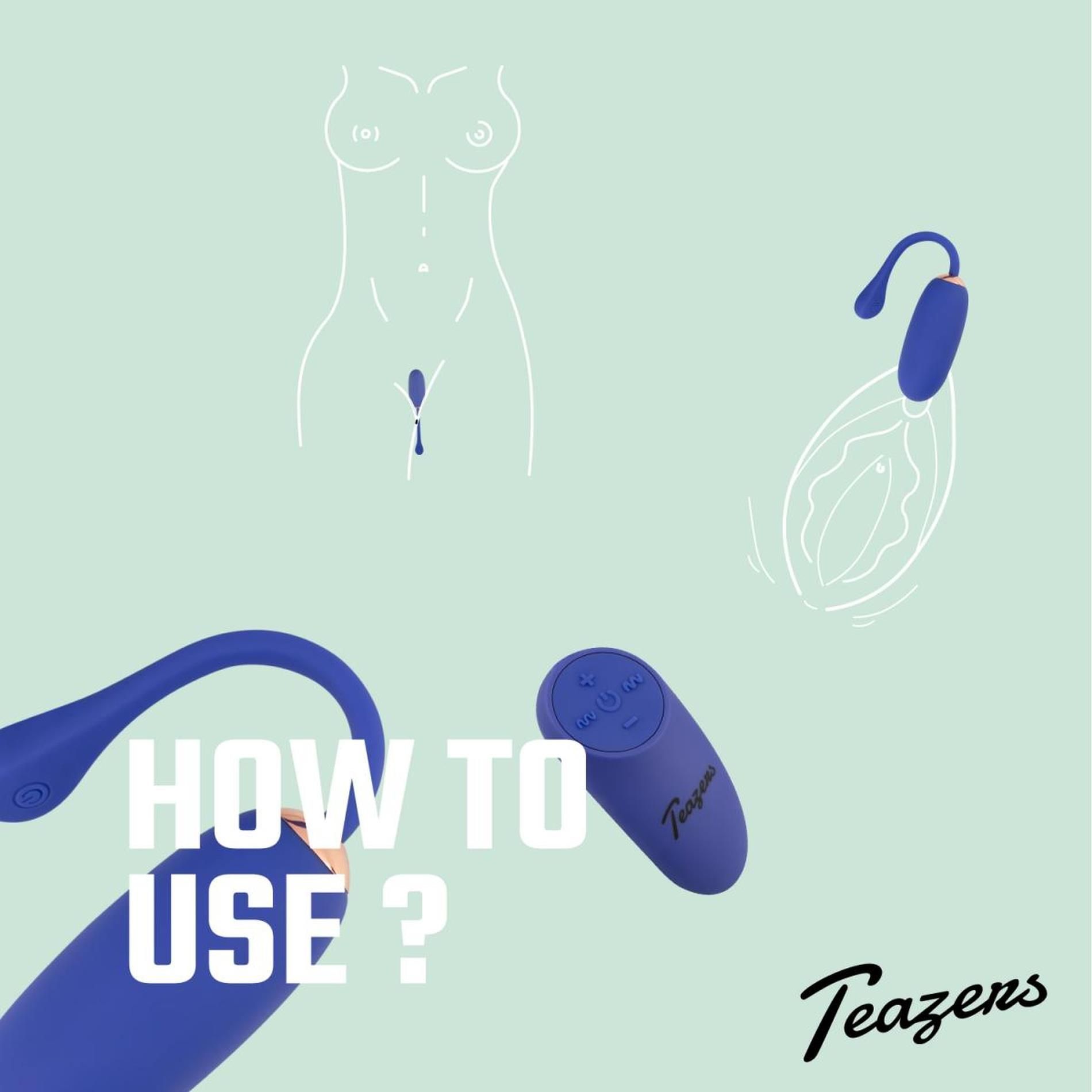 Wibrujące jajko Teazers Egg with Remote, 18.5 cm (niebieski)