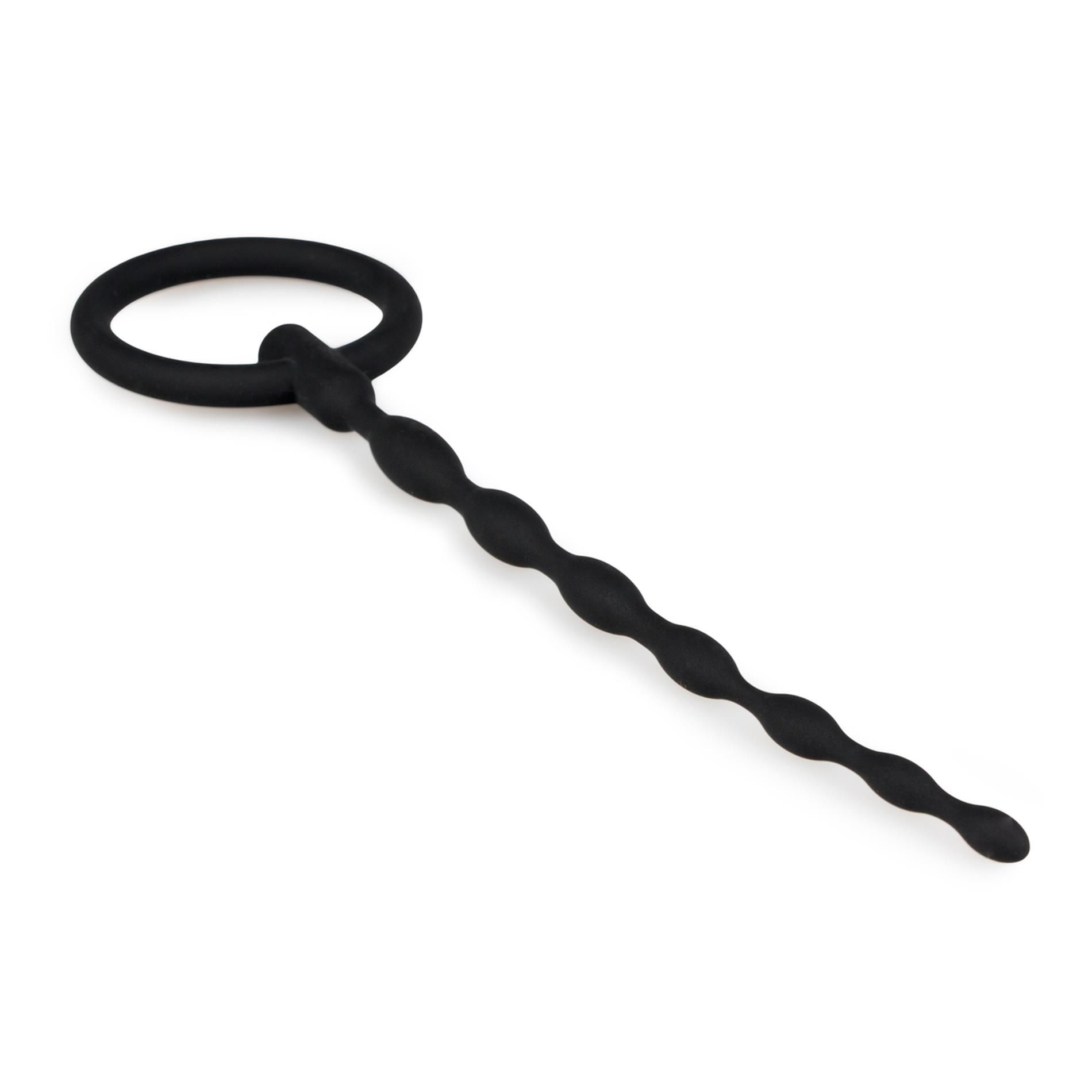 Стимулятор уретри Sinner Gear Silicone Penis Plug With Pull Ring (чорний)
