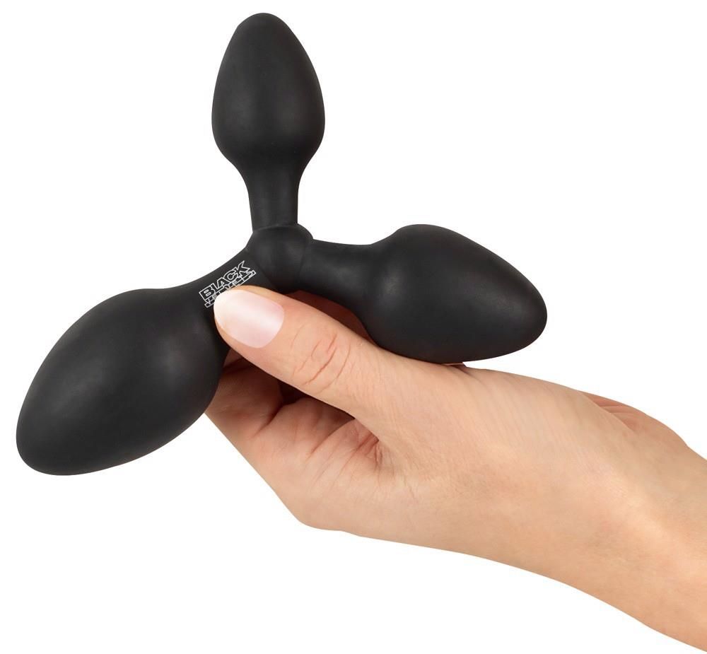 Анальная пробка Black Velvets Triple Butt Plug, 13.8 см (черный)