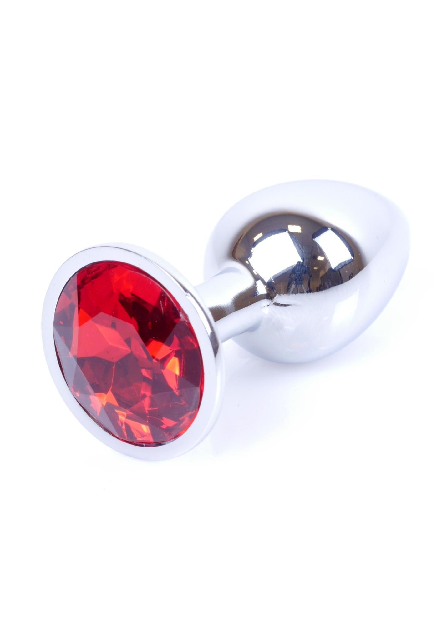 Металева анальна пробка з кристалом Boss Jewellery, 7 см (червоний)