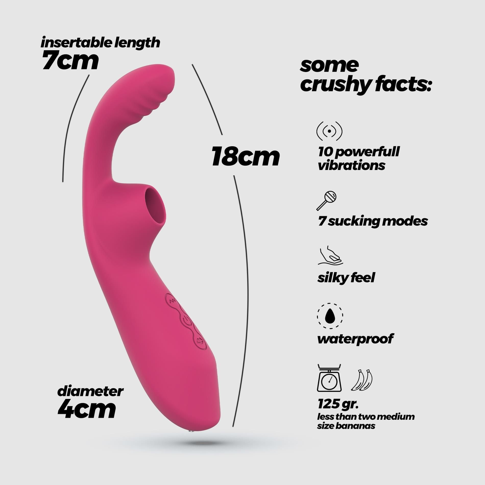 Stymulator łechtaczki Crushious Cyrano, 18 cm (różowy)