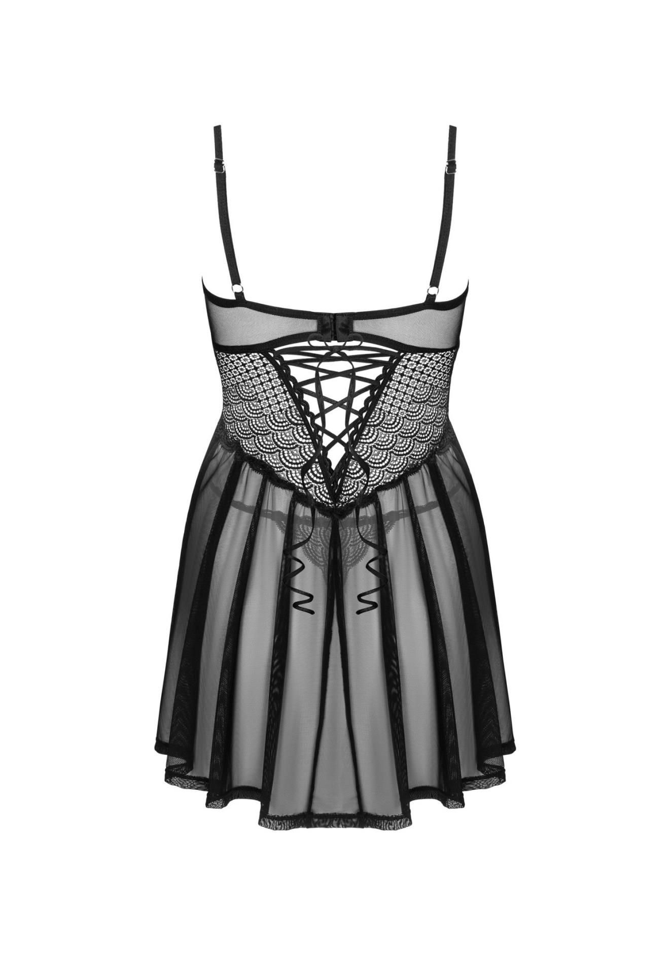 Эротический комплект Obsessive Chemeris, XL/2XL (черный)