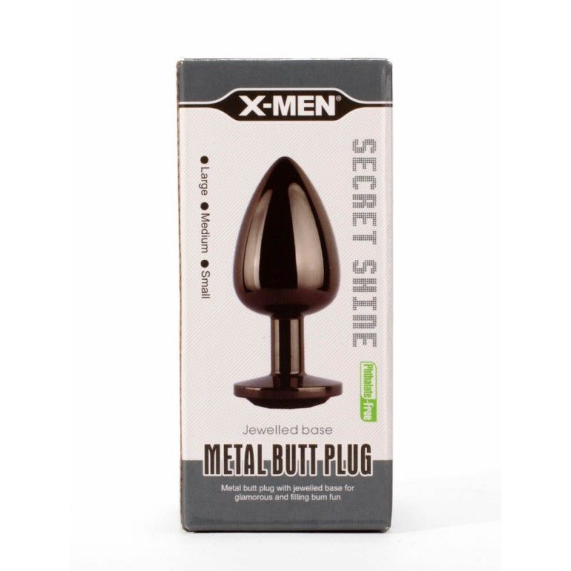 Korek analny X-Men Secret Shine Black Jewell, 7,1cm (czarny)