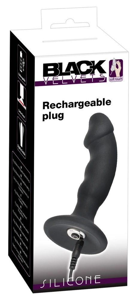 Korek analny Black Velvets Rechargeable Plus, 14 cm (czarny)