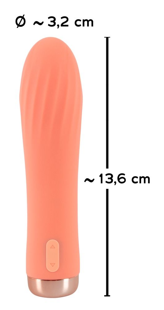 Вибратор Peachy Mini Ribbed, 13,6 см (оранжевый)