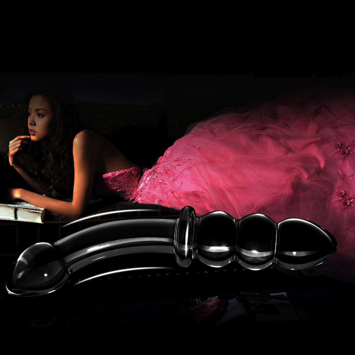 Szklane dildo LoveToy Glass Romance, 17,5 cm (czarny)