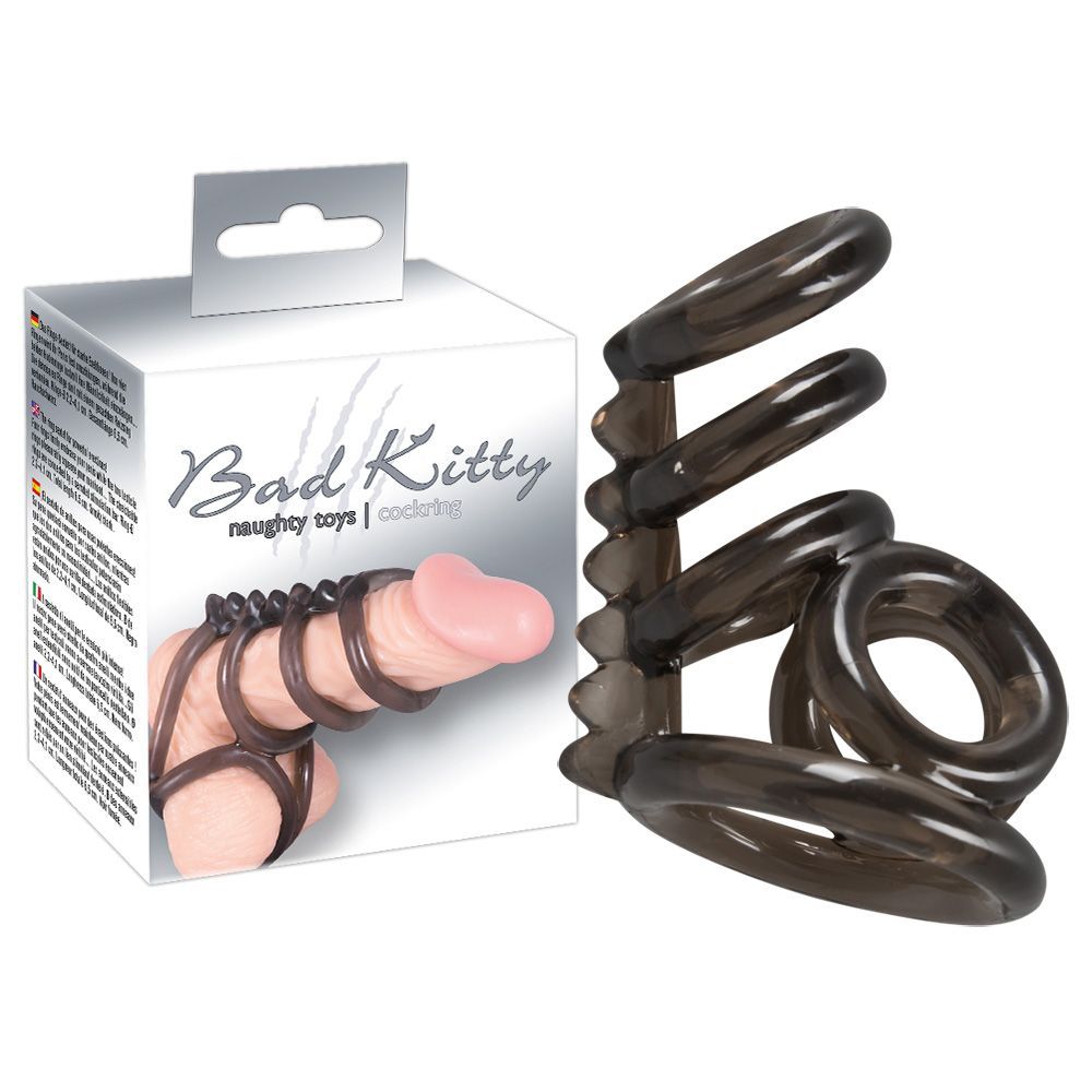Насадка на пенис Bad Kitty Naughty Toys Cock And Ball Ring, 6,5 см (черный)
