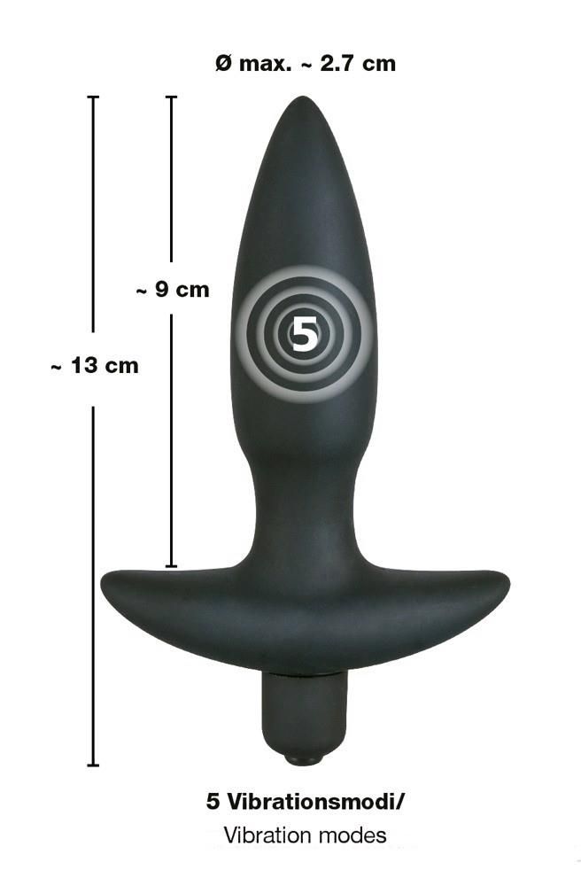 Анальна пробка з вібрацією Black Velvet S, 13 см (чорний)