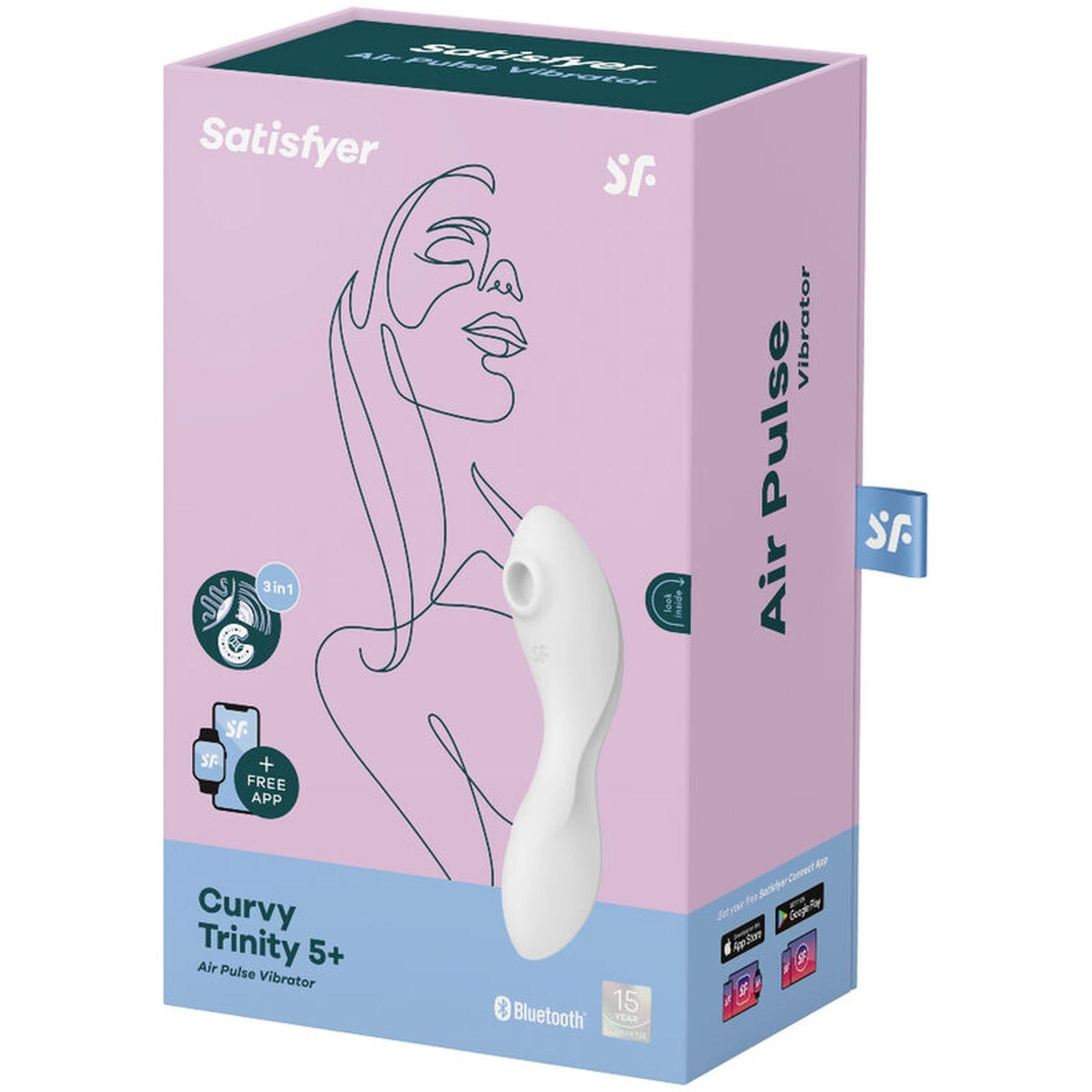 Вакуумный стимулятор клитора с вибрацией Satisfyer Curvy Trinity 5+ (белый)