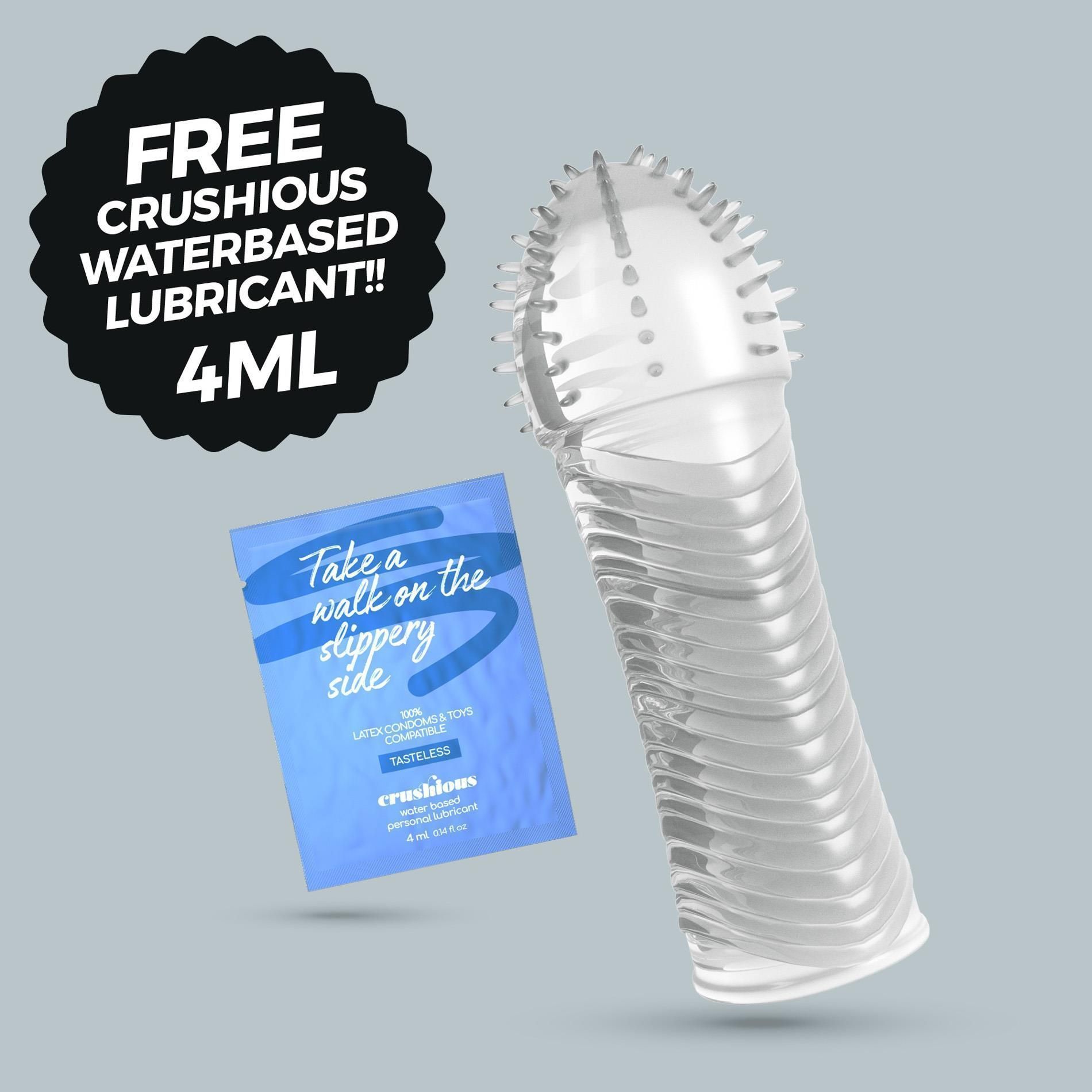 Насадка на пенис Crushious Ribbed Penis Sleeve, 15.5 см (прозрачный)