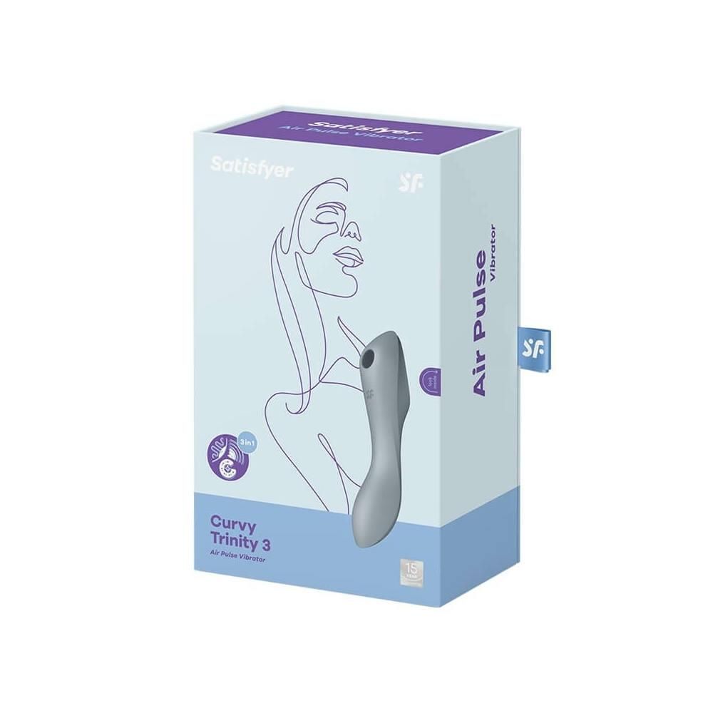 Вакуумный стимулятор клитора с вибрацией Satisfyer Curvy Trinity 3 (серый)