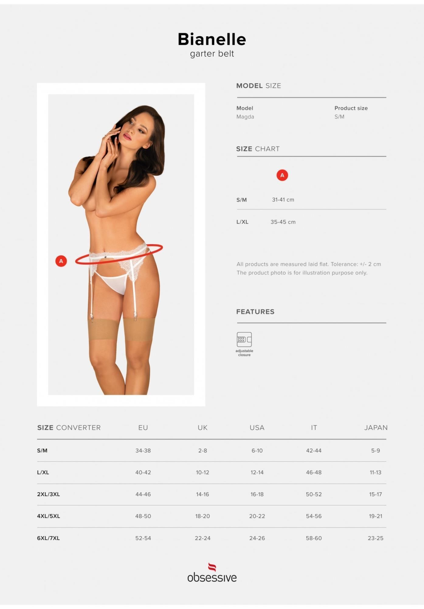 Pas do pończoch Obsessive Bianelle, L/XL (biały)