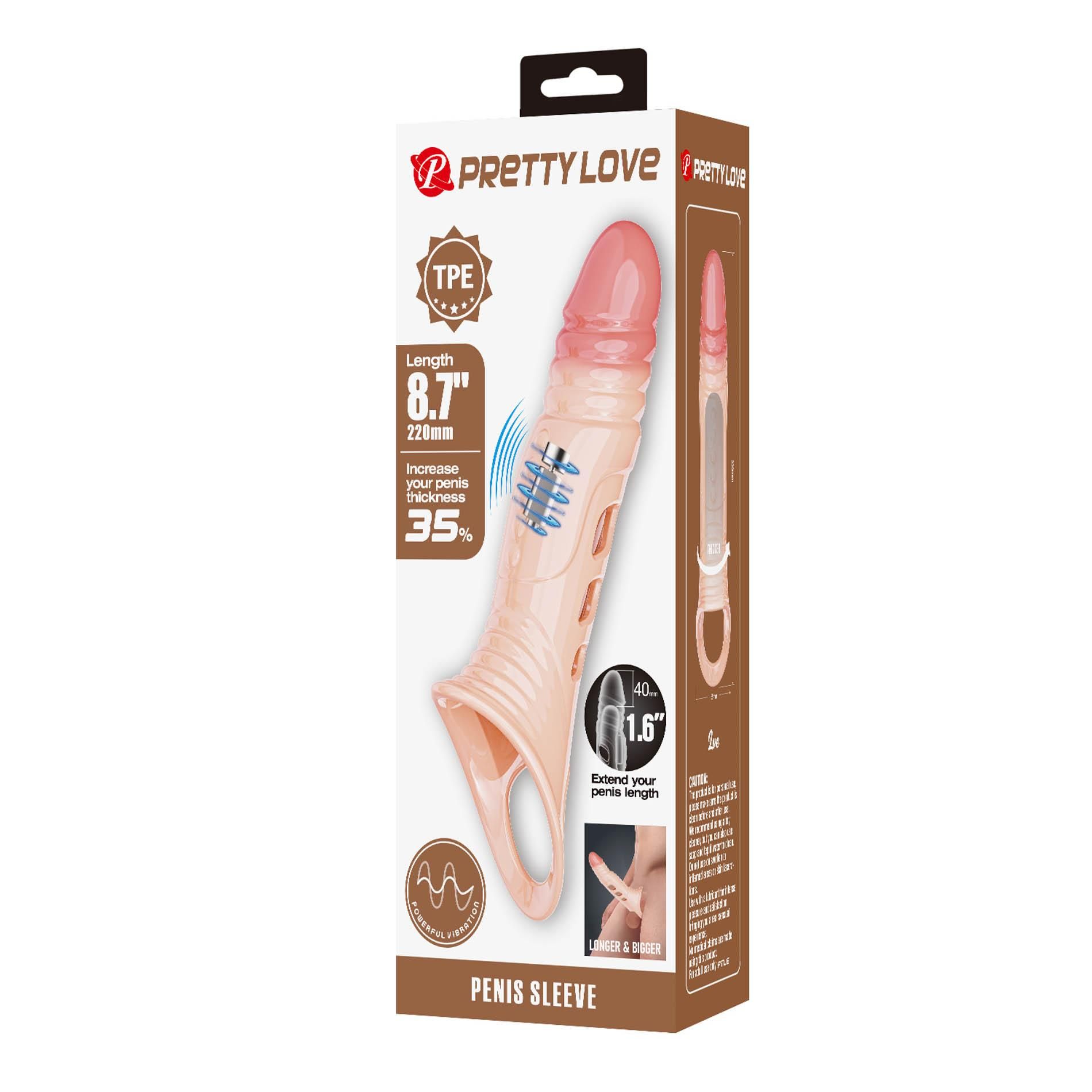 Насадка на пенис Pretty Love Penis Sleeve 8.7", 22 см (телесный)