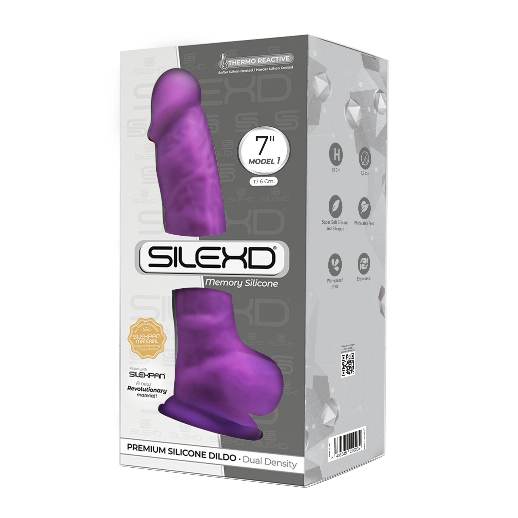 Фаллоимитатор Silexd Premium Silicone Dildo Model 1 Size 7, 18,8 см (фиолетовый)