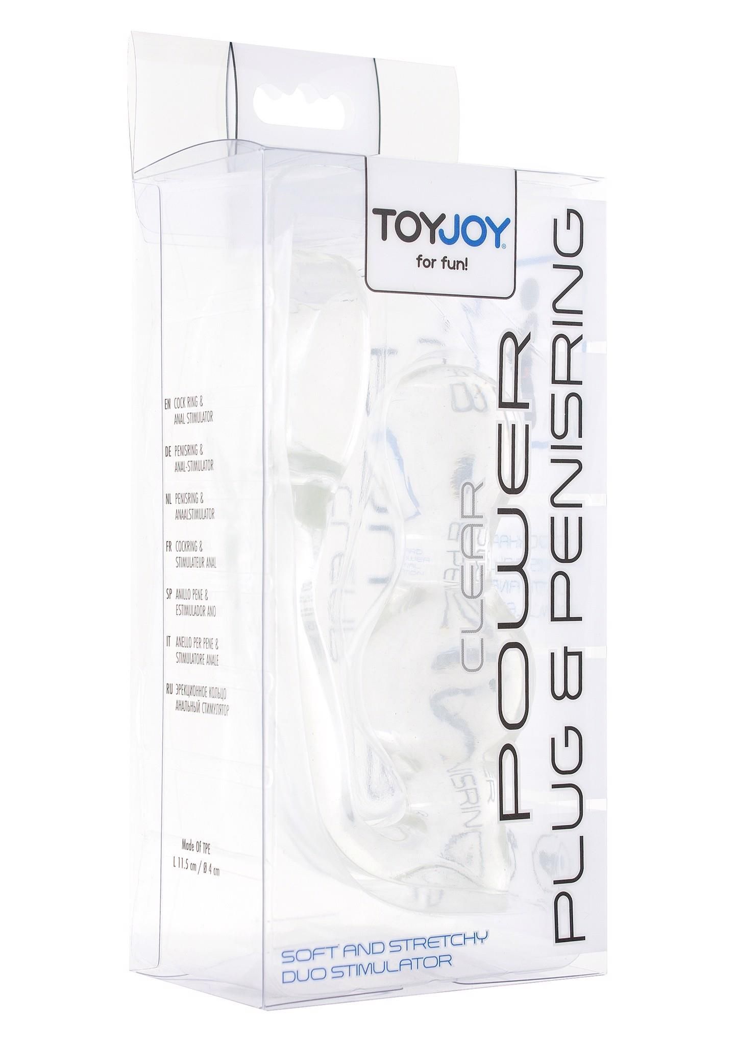 Анальна пробка з ерекційним кільцем Toy Joy Power Plug & Penisring, 11,5 см (прозорий)