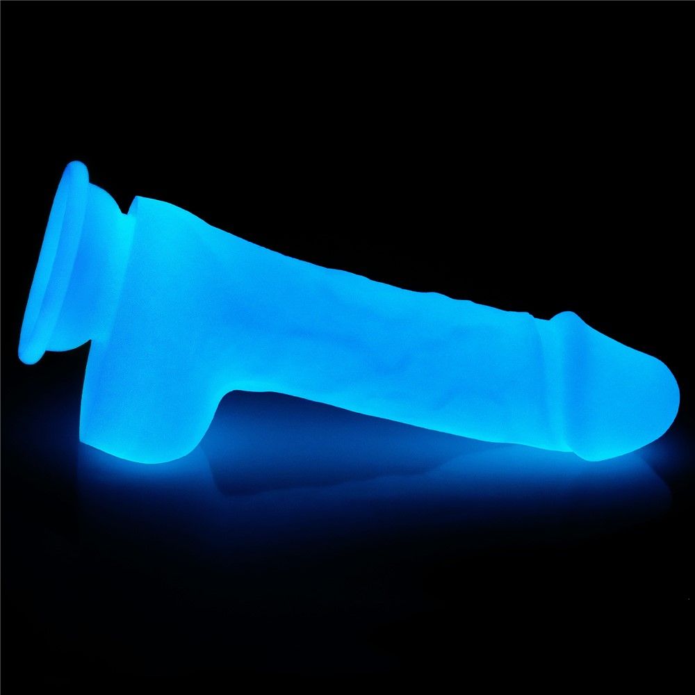 Неоновый фаллоимитатор LoveToy Lumino Play, 19,3 см (синий)