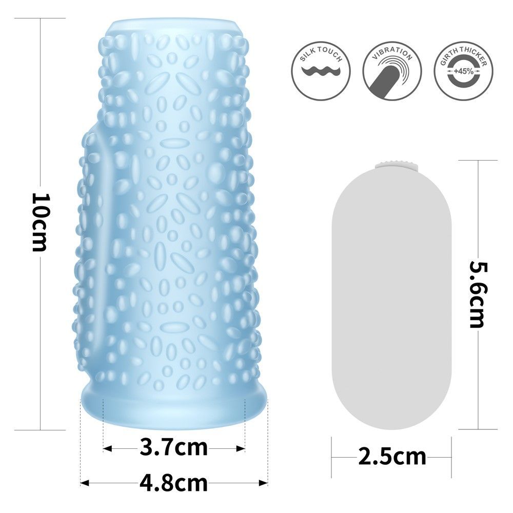 Насадка на пенис Knights Ring Vibrating Drip, 10 см (голубой)