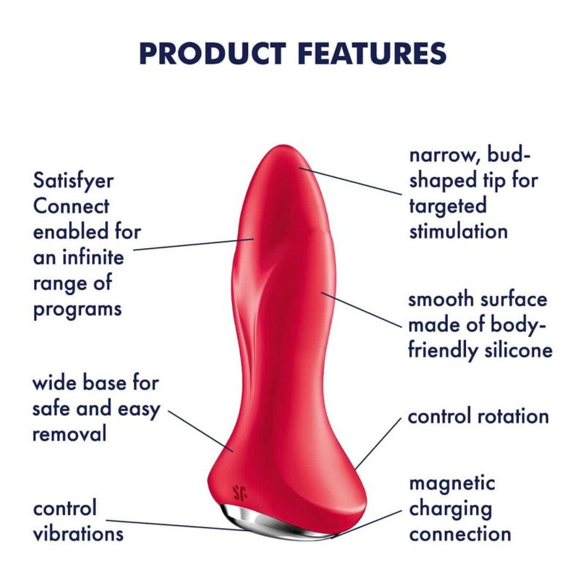Анальна пробка Satisfyer Rotator Plug 1+, 12,8 см (червона)