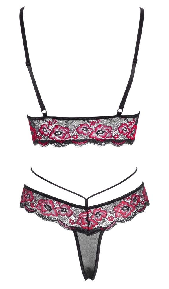 Комплект белья Cottelli Lingerie Bra Set, L (черный с красным)