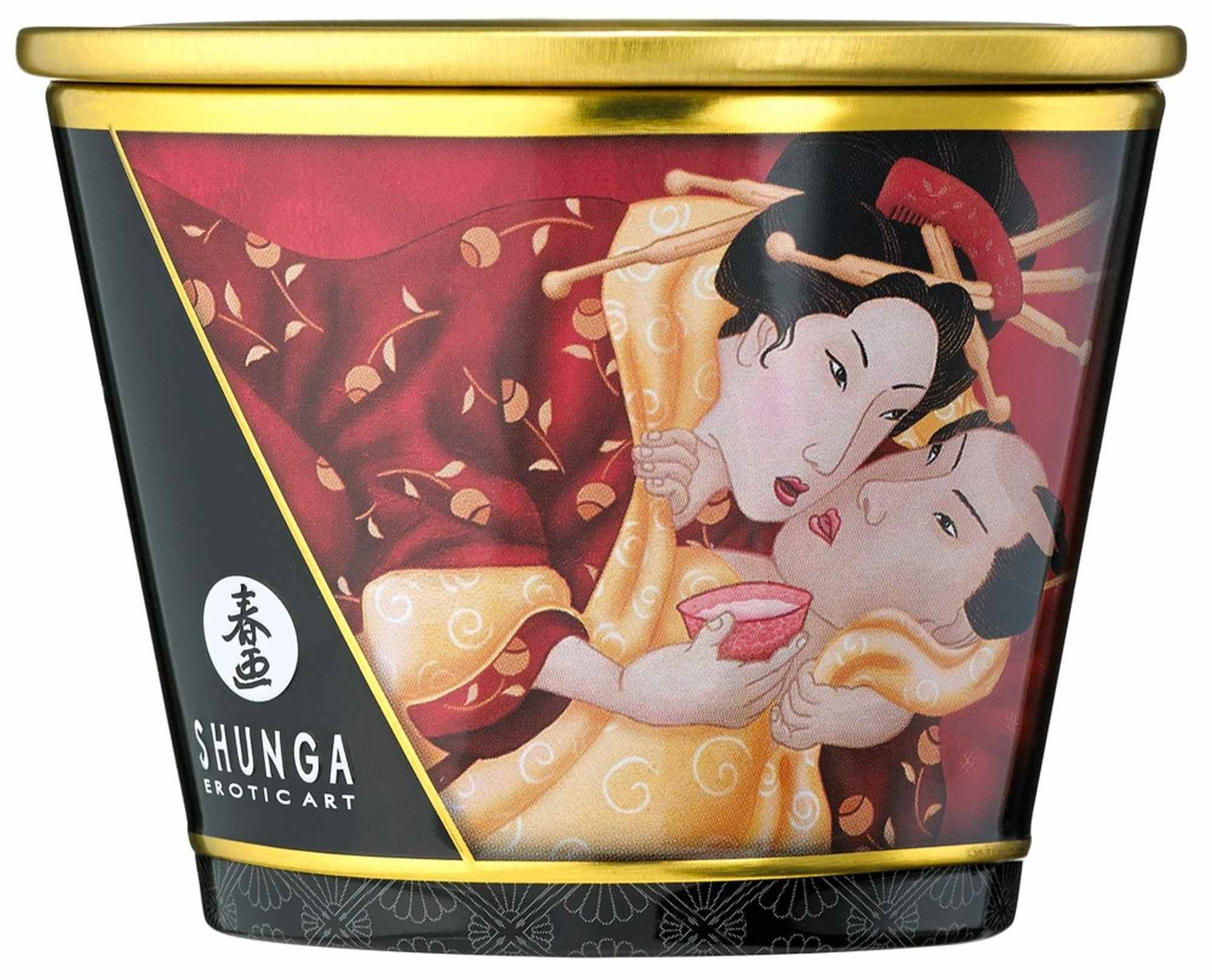 Świeca do masażu Shunga Massage Candle truskawki, 170 ml