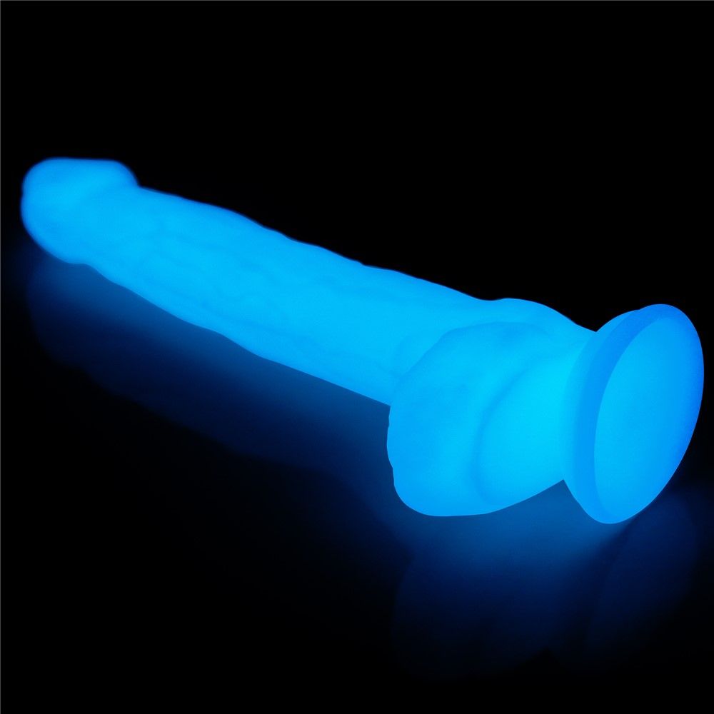 Неоновый фаллоимитатор LoveToy Lumino Play, 26,9 см (голубой)