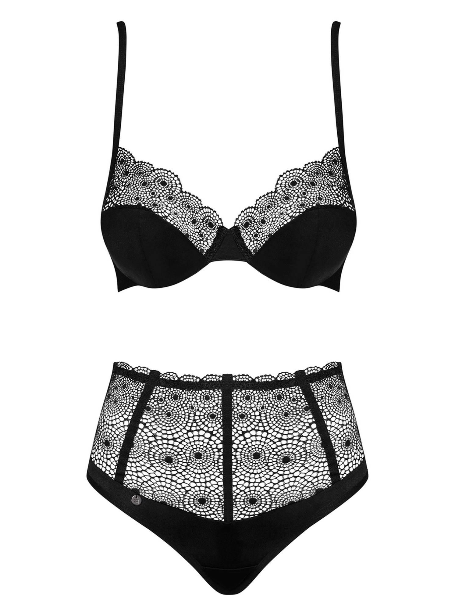 Комплект белья Obsessive Sharlotte, L/XL (черный)