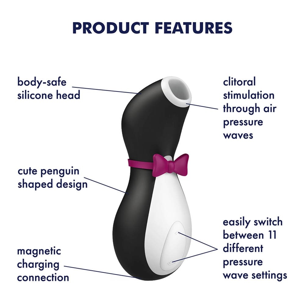 Вакуумный стимулятор клитора с вибрацией Satisfyer Pro Penguin Next Generation (черный)