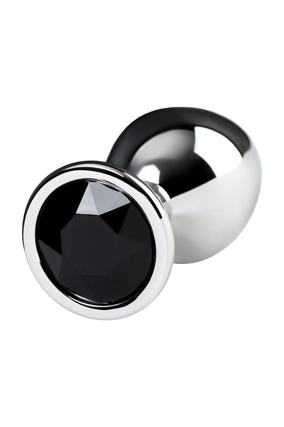 Metalowy korek analny z kryształem Toyfa Silver, 7 cm (czarny)