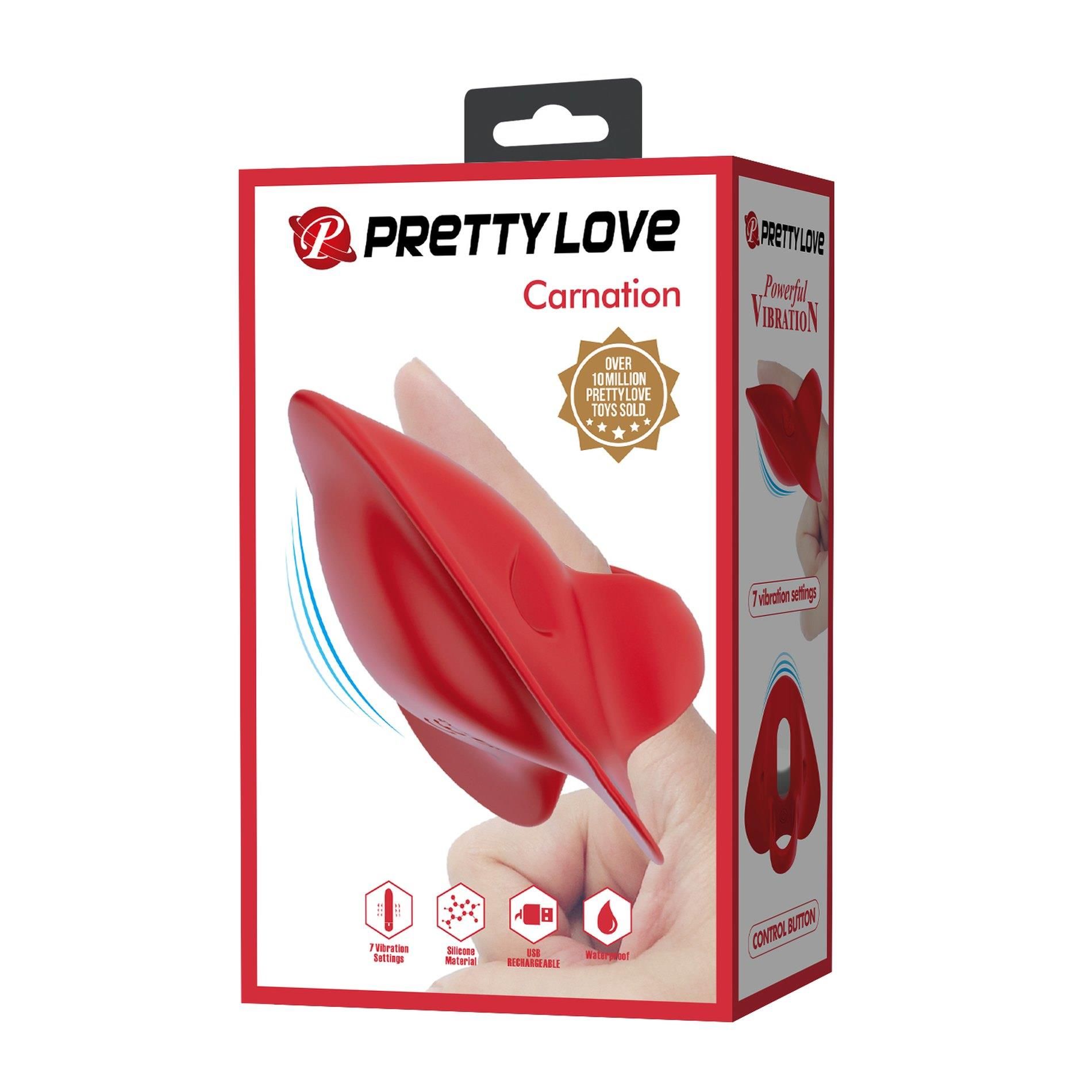 Wibrator na palec Pretty Love Carnation, 7 cm (czerwony)