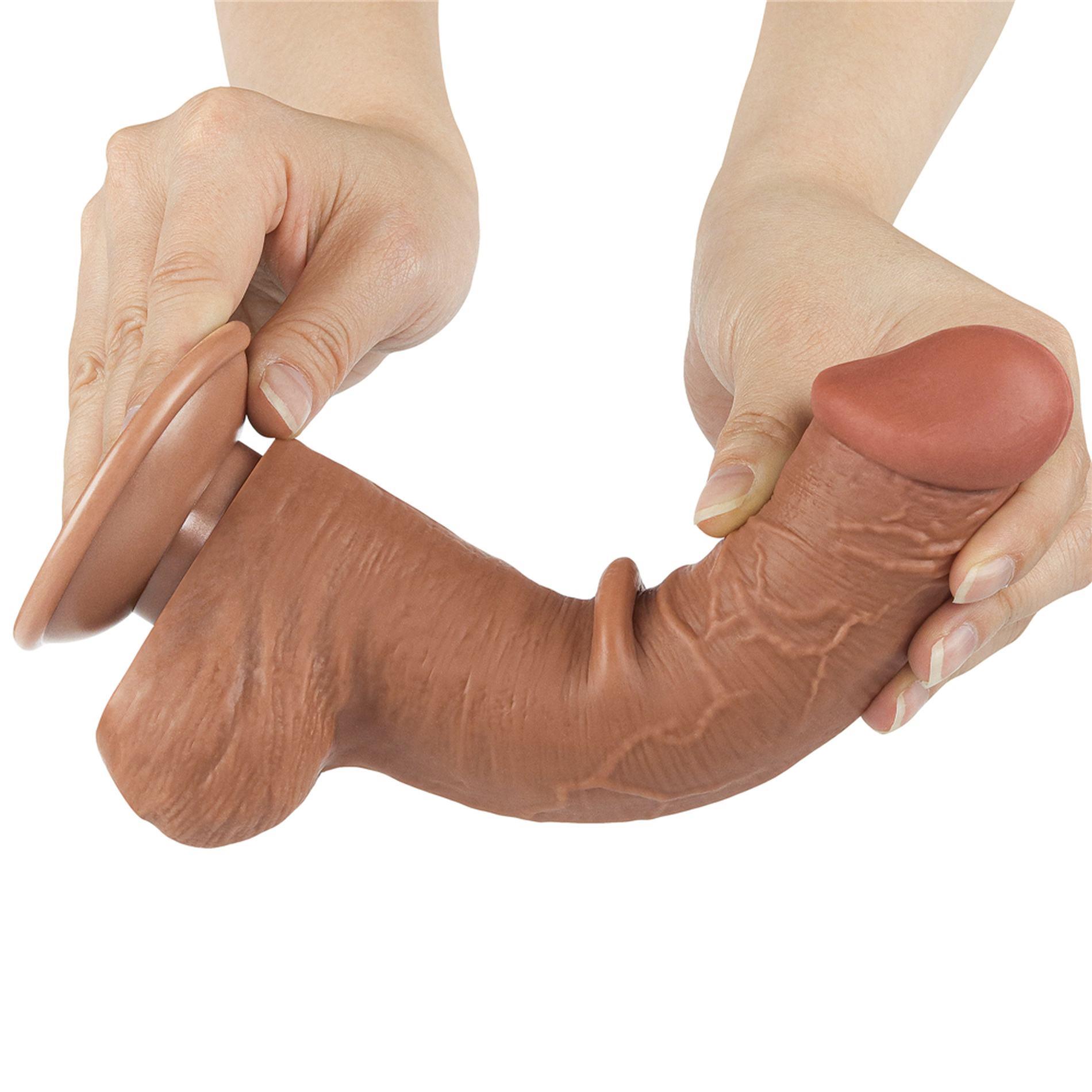 Фаллоимитатор Lovetoy Sliding-Skin Dual Layer Dong 8'', 20.8 см (коричневый)