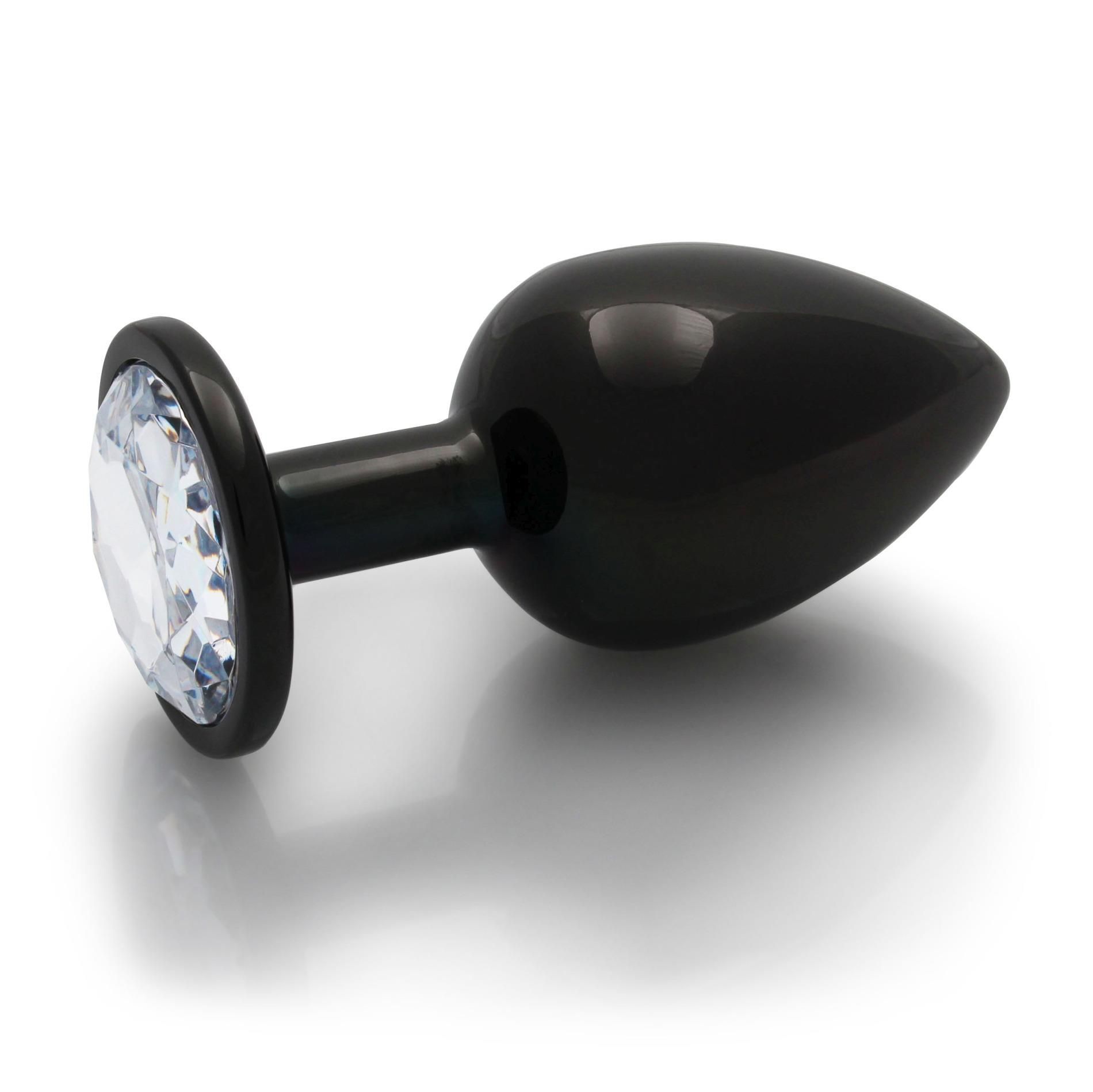 Анальная пробка Ouch! Round Gem Butt Plug L, 9.3 см (черный)