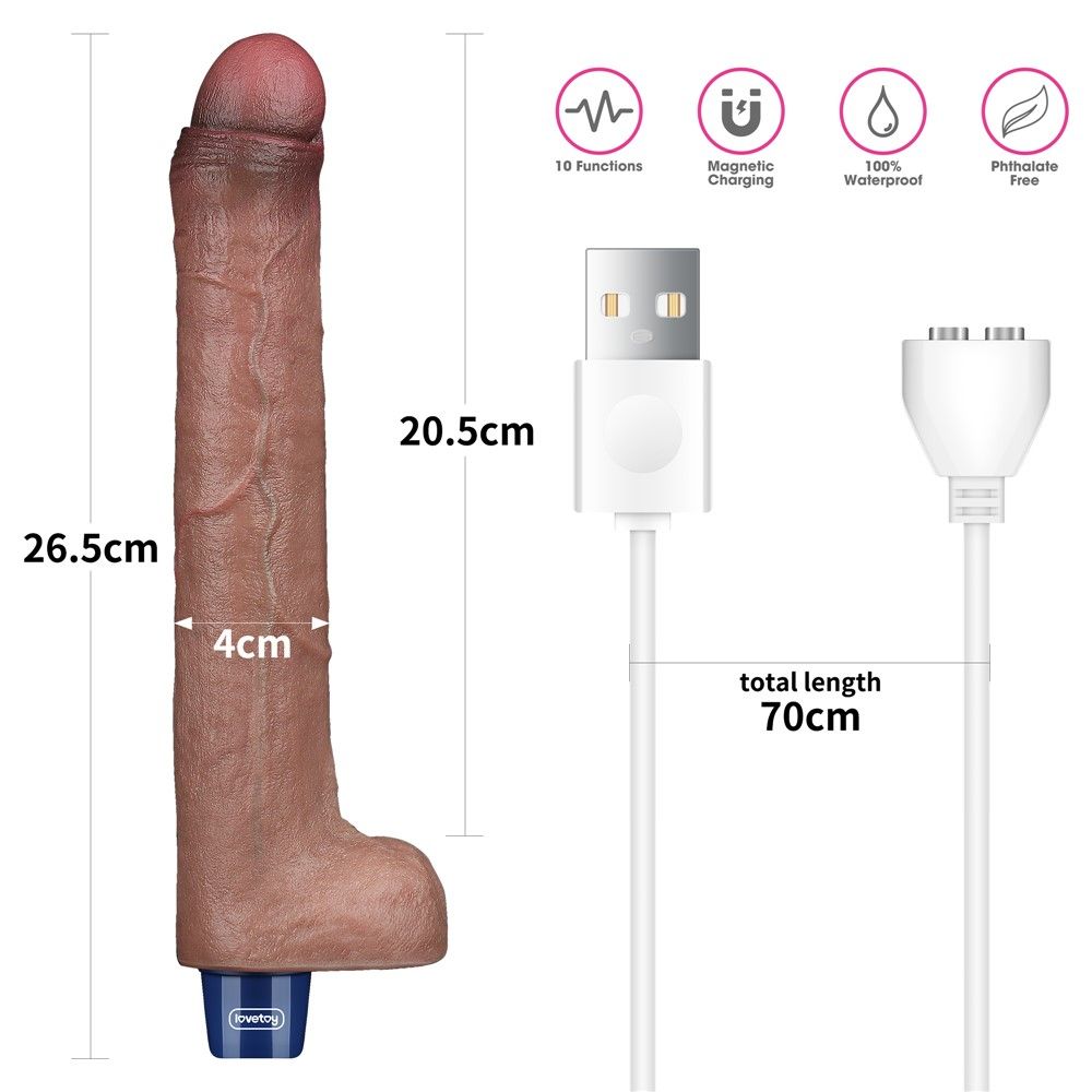 Вибратор Lovetoy Real Softee 10.5", 26,5 см (коричневый)