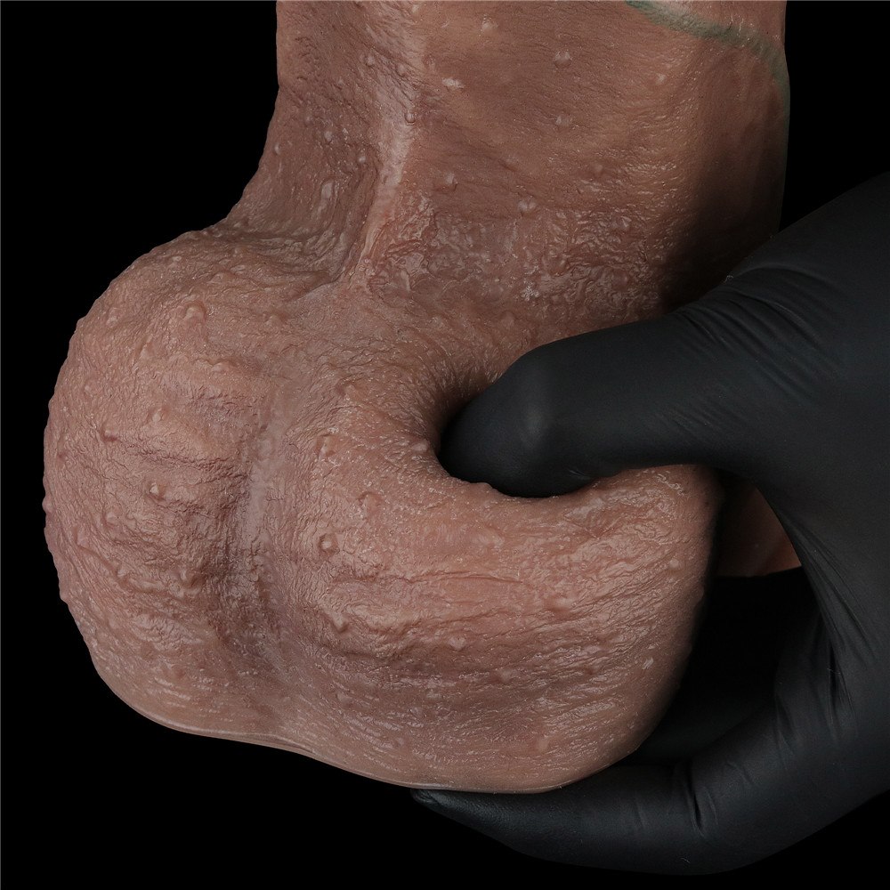Фаломіметатор Love Toy 13" двошаровий силіконовий, 33 см (коричневий)