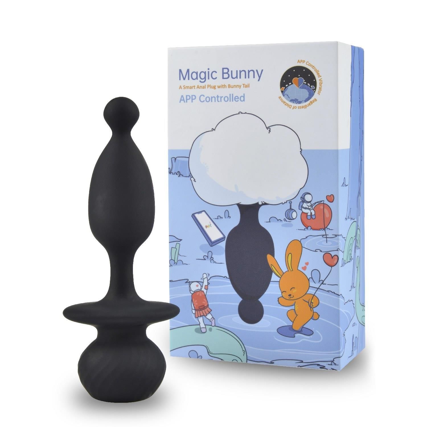 Анальна пробка з вібрацією і хвостиком Magic Motion Bunny, 12,9 см (чорний)