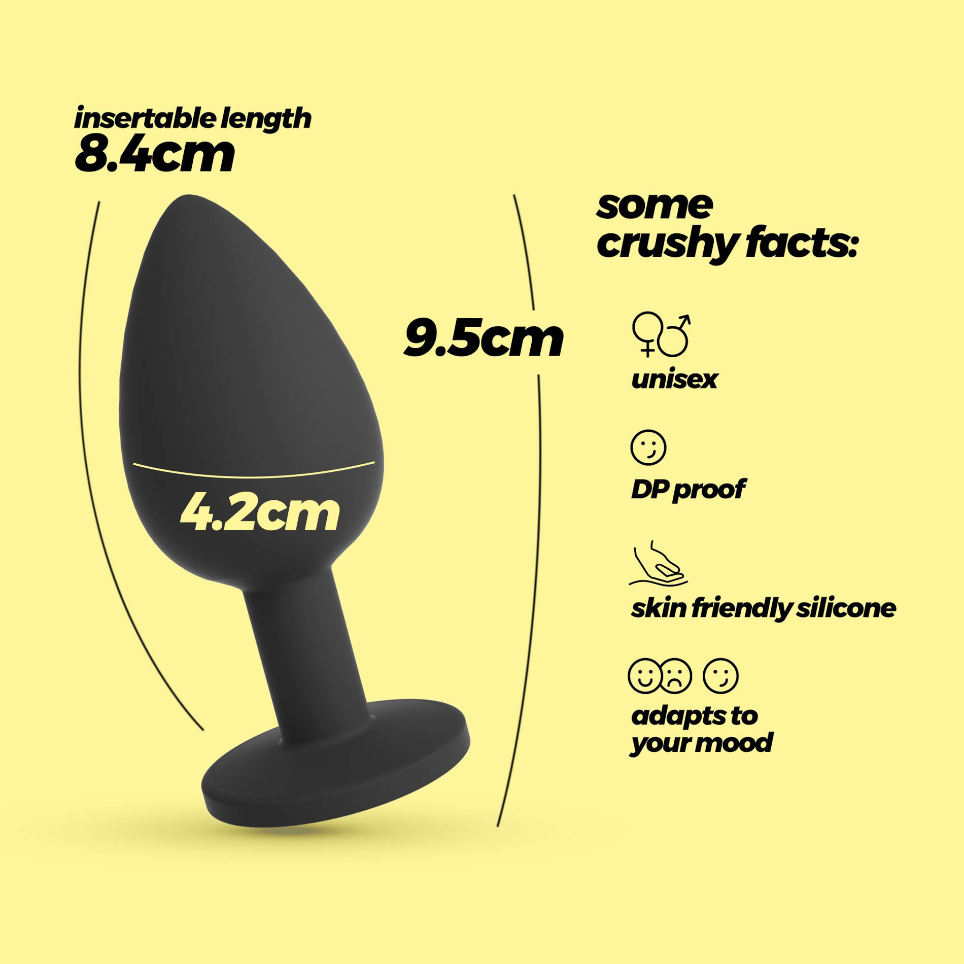 Korek analny Crushious Camileo L, 9.5 cm (czarny)