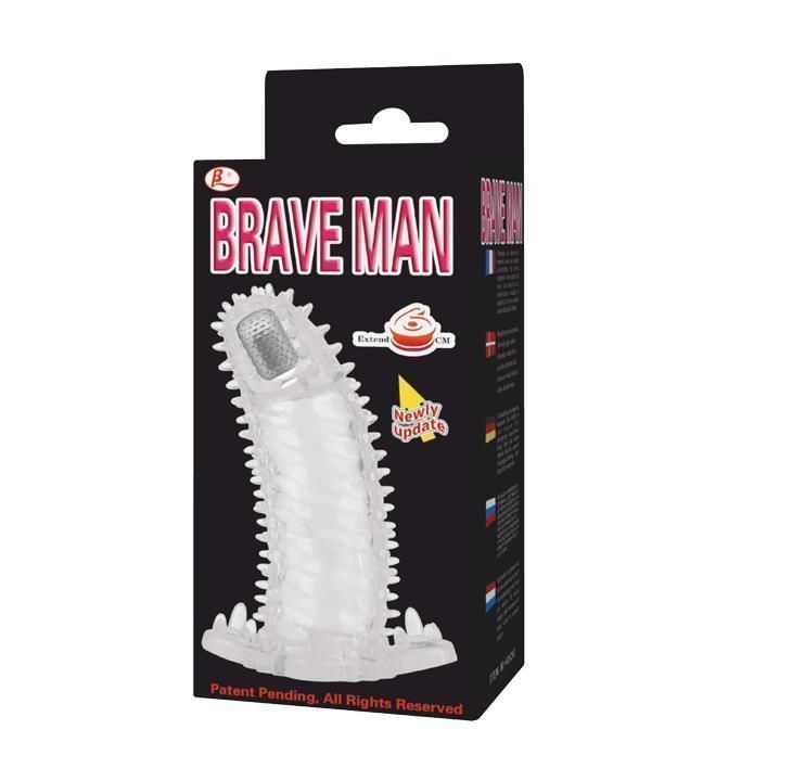 Насадка на пенис Brave Man Penis Sleeve, 14 см, (прозрачный)